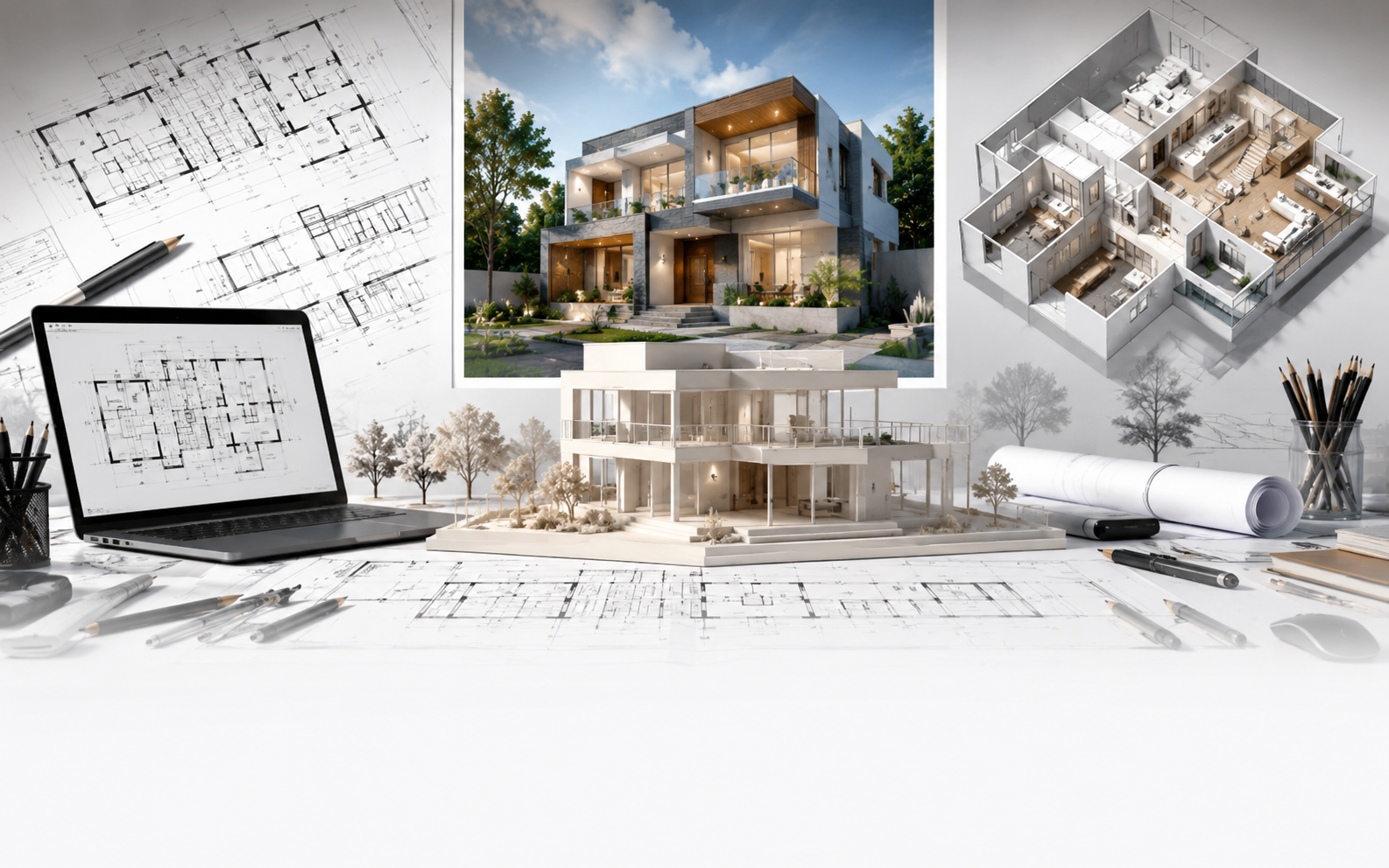 2D 3D Plans and Elevation